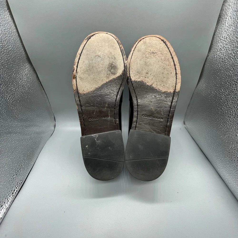 Cole Haan Mens Pinch Tassel Kiltie Loafers Black Leather Shoes C02691 Size 9.5 D